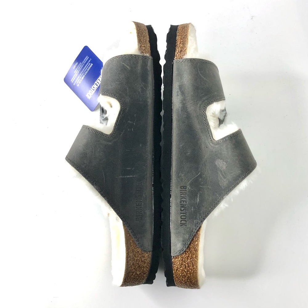 NIB Birkenstock Arizona Shearling Iron Leather Fur Lined Sandals Shoes - Picture 2 of 12